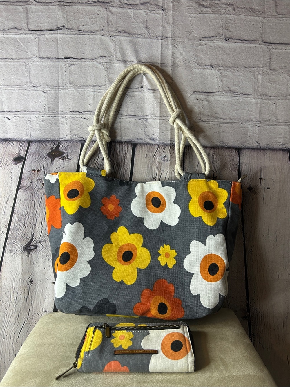 Farmhouse is my Style  floral canvas purse with matching wallet